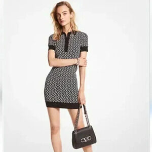 MICHAEL Michael Kors Black and White Geometric Mini Dress